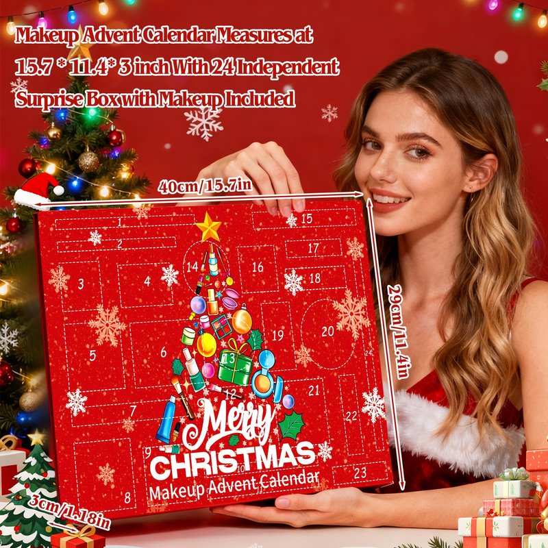 Zenoble Makeup Advent Calendar 2025, Advent Beauty Calendar 24 Days Christmas Countdown Full Makeup Surprise Gift Kit for Women & Teen Girls