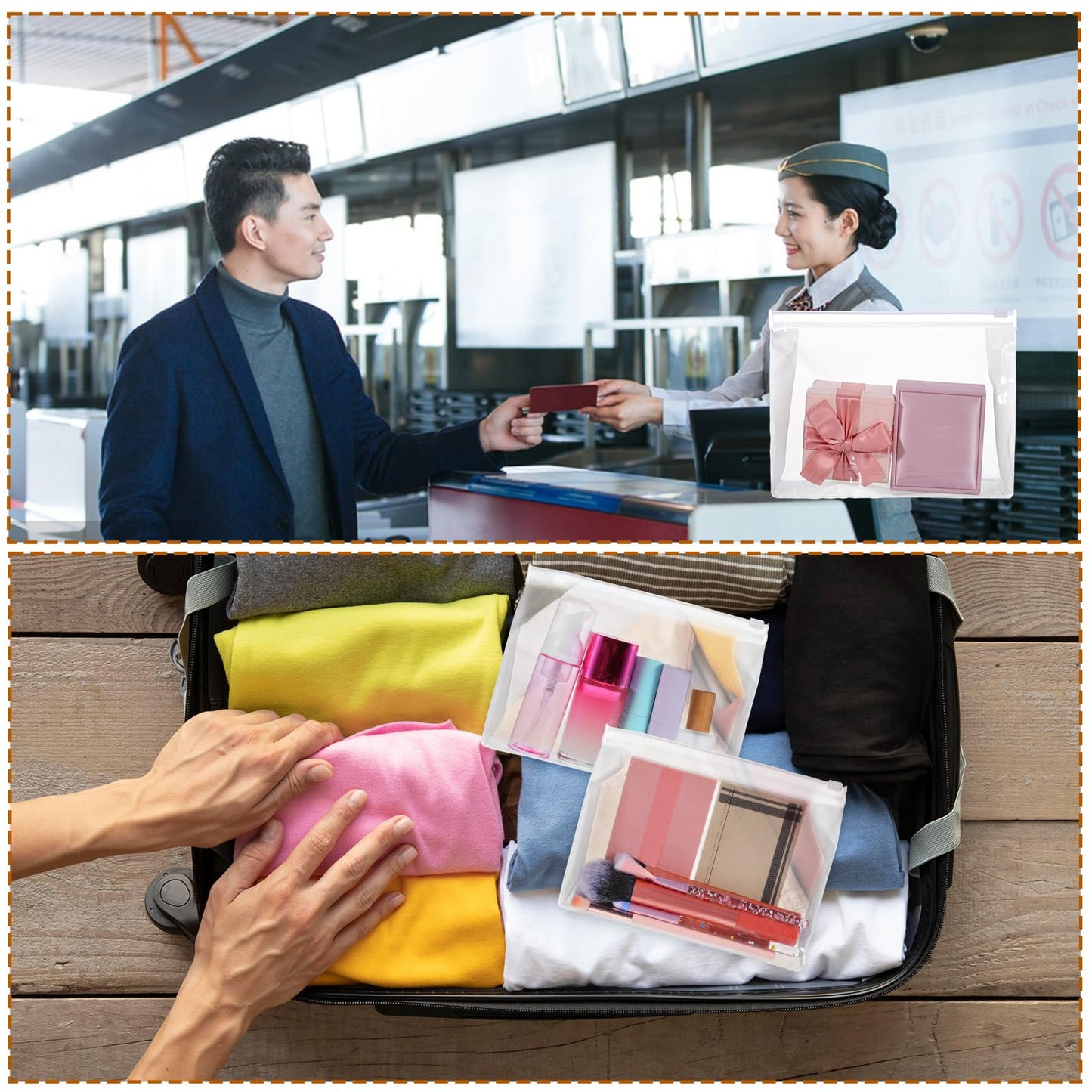 cobee 100 Pcs Clear Makeup Bags Bulk, Waterproof PVC Travel Cosmetic Organizer Mini Pouches with Zipper 7.9x5.9x2 Inch Transparent Toiletry Bags for Women Men