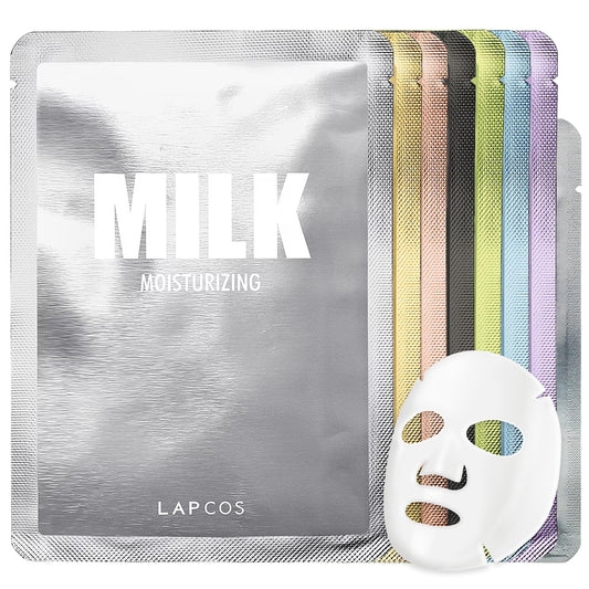 LAPCOS K Beauty Daily Sheet Mask Variety Pack 7+1 (Version 1) - K Beauty Face Masks to Hydrate, Clarify, Nourish, Gently Exfoliate & Renew Skin - Breathable Sheet & Pads - Korean Skin Care (Pack of 8)