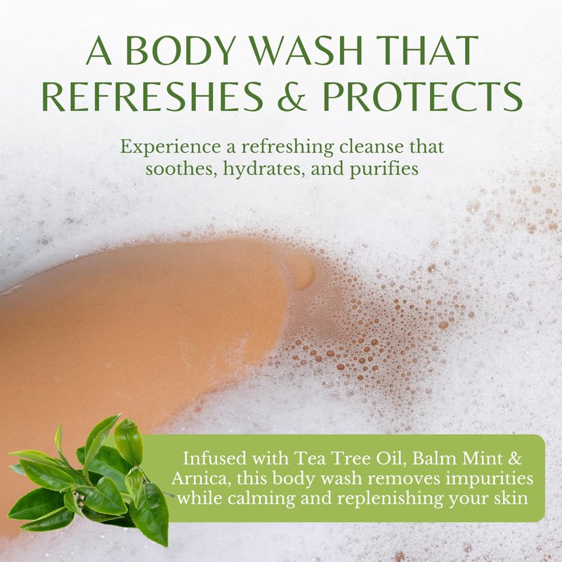 EDENIKA BOTANICALS Tea Tree Body Wash 16 fl oz (2 Pack) Natural Antifungal Support Wash for Athlete’s Foot, Ringworm & Jock Itch, Refreshes & Soothes, Organic Tea Tree Oil, Men & Women