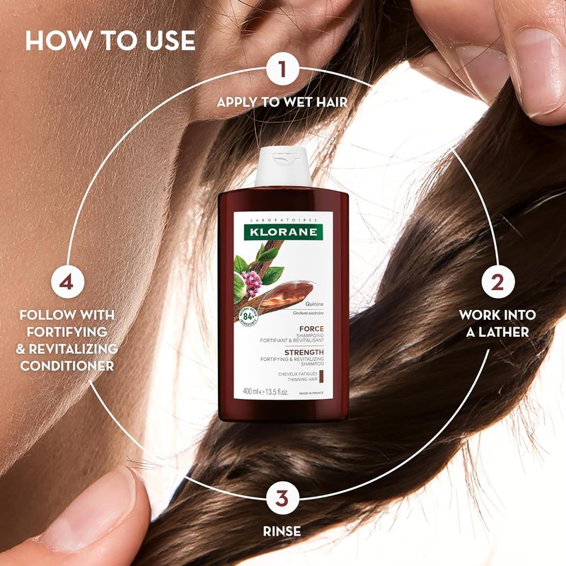 Klorane Strengthening Shampoo with Quinine - Natural Thickening Formula for Hair Thinning | 13.5 fl. oz.