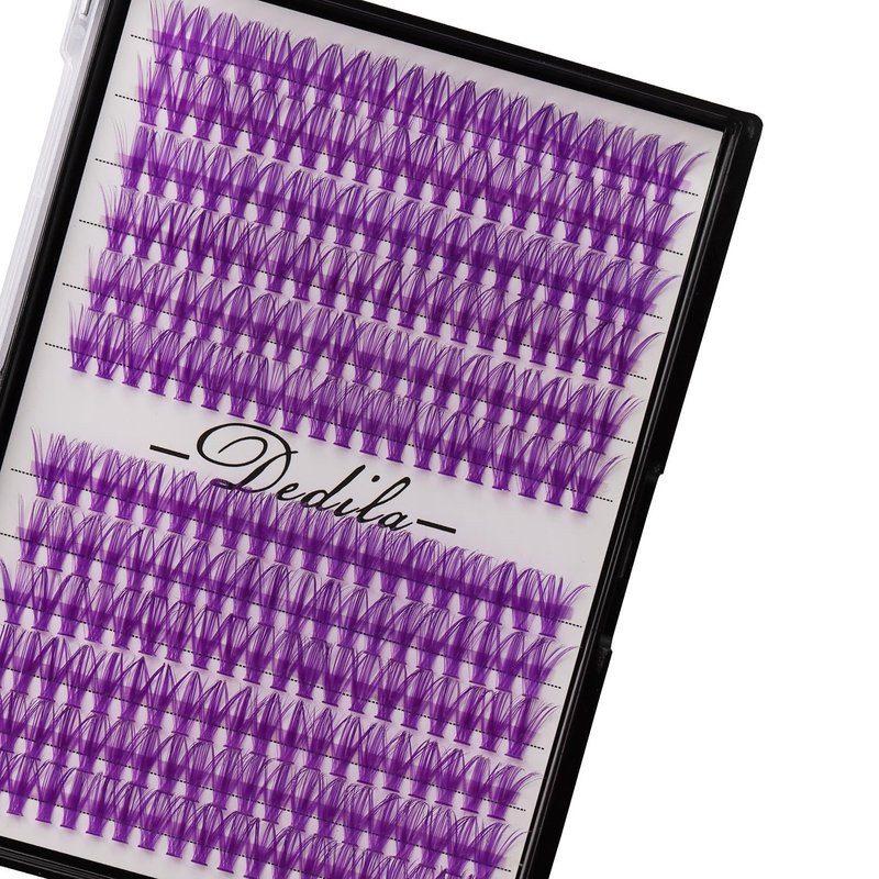 12Rows 40D Purple Color Individual False Eyelashes Large tray 240 Clusters 3D Volume Eyelashes Extensions Thickness 0.07mm D Curl Makeup Colorful Eye Lashes Cluster Beauty Tools (16mm)