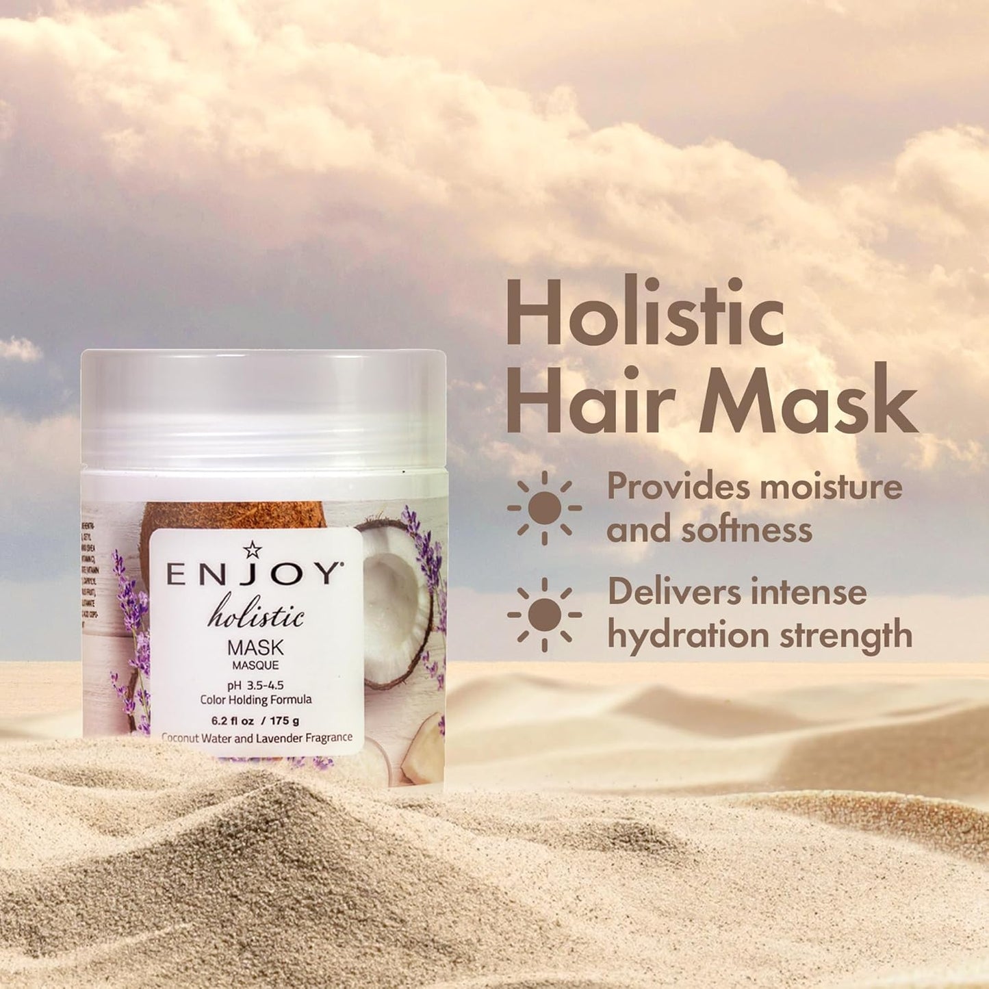 Holistic Hair Mask - Deep Conditioning Treatment for Intense Hydration & Strength - Sulfate-Free Lavender & Fruit Scent - 6.2 Fl Oz