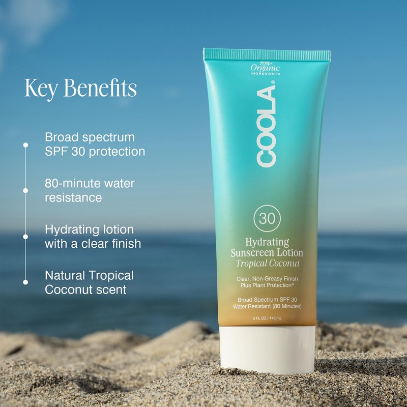 COOLA Organic Sunscreen SPF 30 Sunblock Body Lotion, Dermatologist Tested Skin Care For Daily Protection, Vegan And Gluten Free, Tropical Coconut, 5 Fl Oz