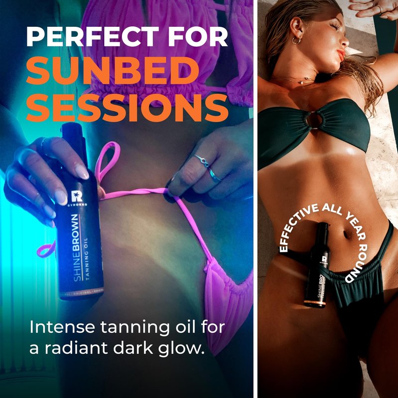 BYROKKO Shine Brown Tanning Oil – Dark Tan Accelerator with Coconut, Walnut & Hazelnut Oil for Outdoor Sun & Sunbed – Cruelty-Free, Water-Resistant - 5.07 Fl Oz