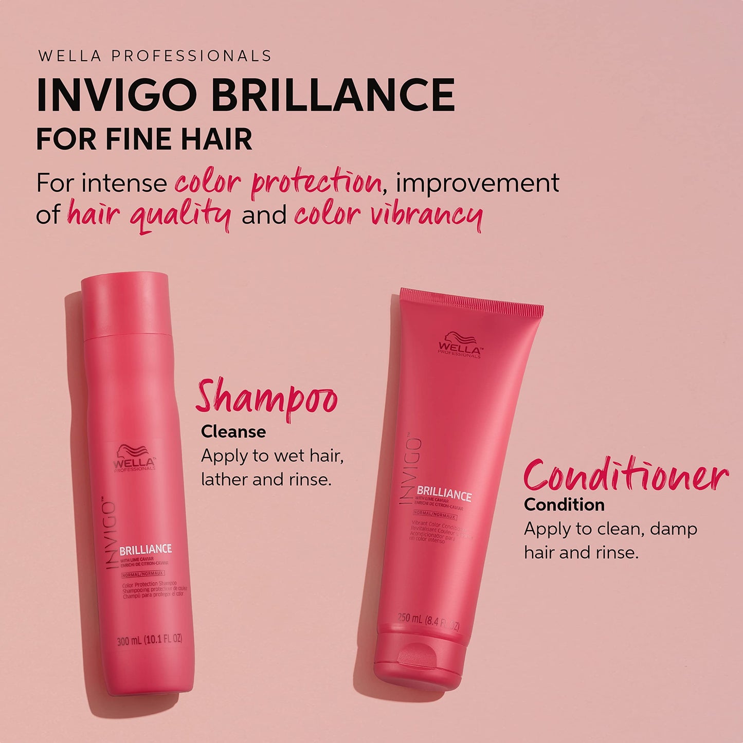 Wella Professionals Invigo Brilliance Color Protection Shampoo & Conditioner, For Fine Hair + Wella ColorCharm Demi Permanent Hair Color, 5N Lightest Neutral Brown