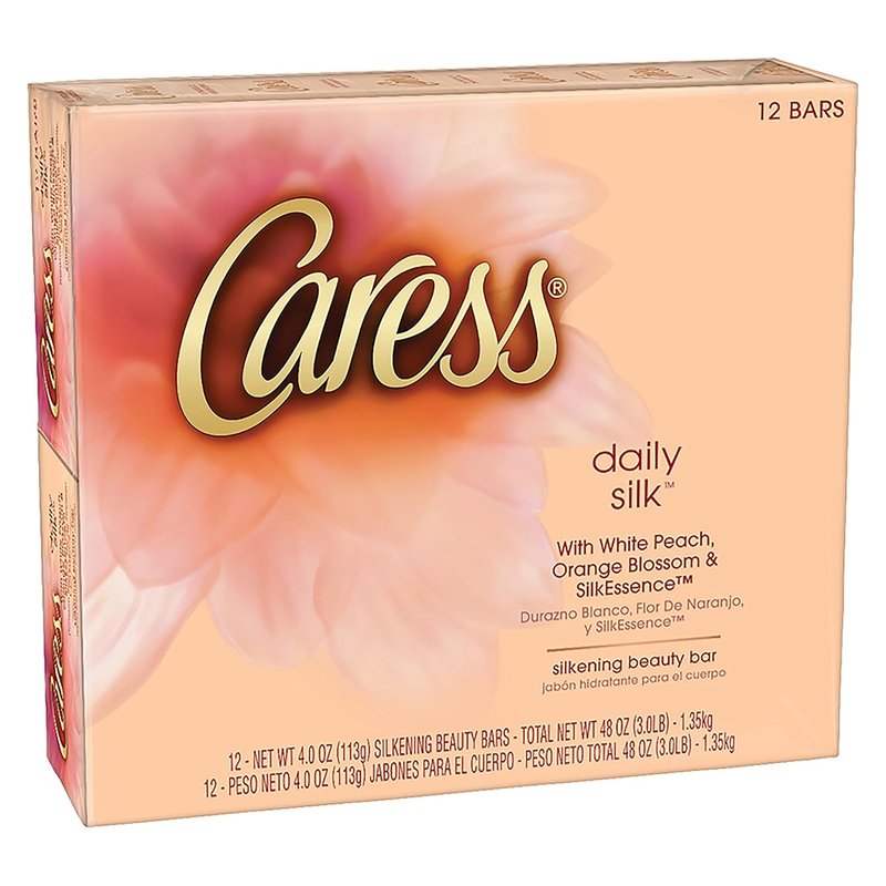 Caress Beauty Bar - Daily Silk Moisturizing Soap | 4 oz, 12 Bars (Pack of 2)