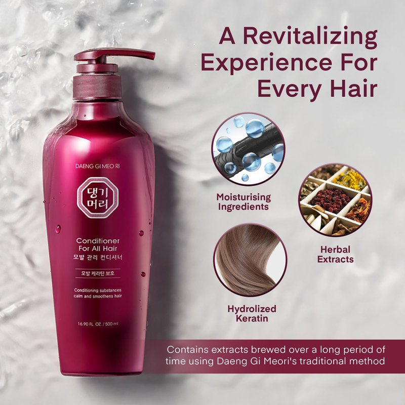 Daeng Gi Meo Ri - Shampoo & Conditioner Set for Damaged hair, Add Nutrition and Shine for Healthy and Energetic Hair, Reducing Dandruff, Nourishing and Promoting Hair Growth, 16.9 FL. OZ/ 500ml