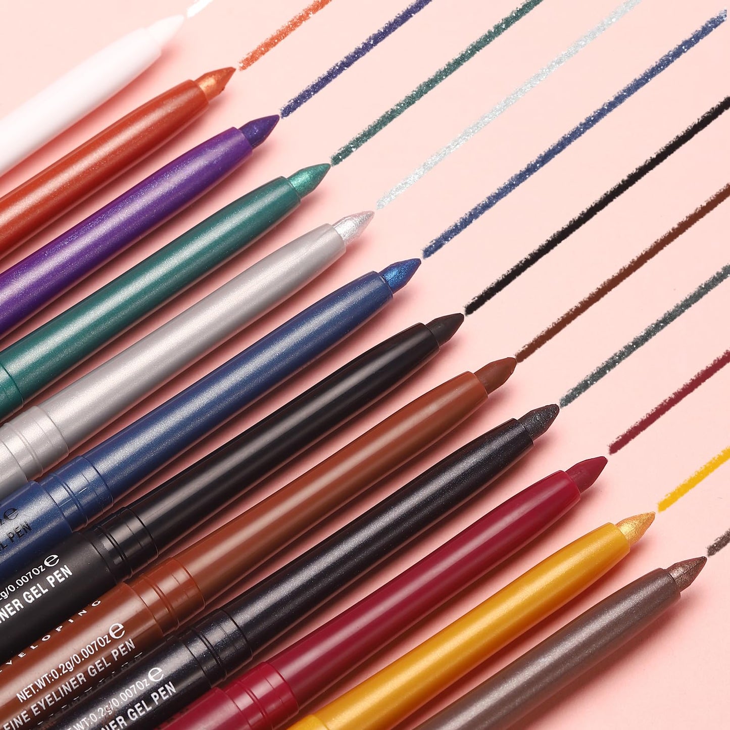 LANGMANNI 12Pcs Metal Colorful Eyeliner Pencil Set - Matte & Shimmer Eye Makeup,Smooth Use Long-Lasting & Waterproof Eyeliner Set