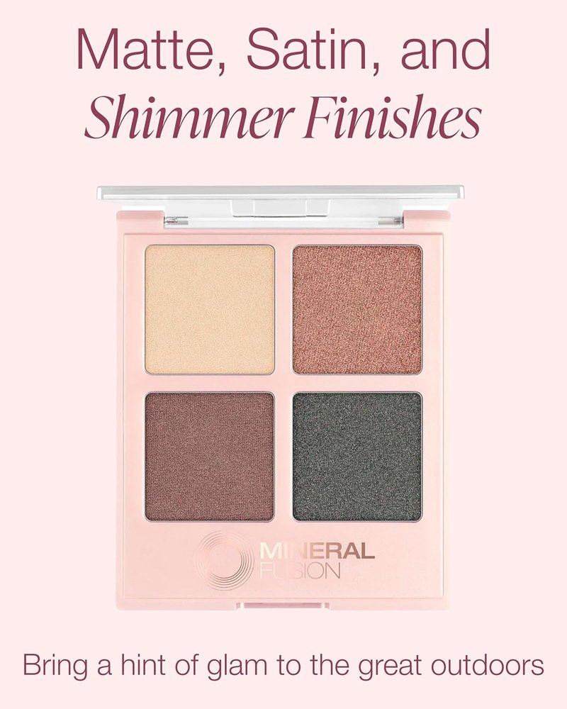 Mineral Fusion Eyeshadow Palette - 4 Versatile Shades in Matte, Satin & Shimmer Finishes | Natural Vegan Makeup - Glamping