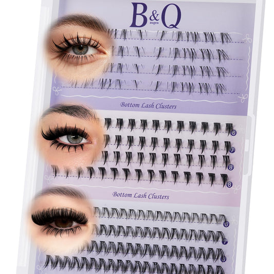 B&Q Volume Lash Clusters Kit 280PCS Lash Extension Kit Thick 3D Wispy DIY Eyelash Extension Set with Individual Lashes, Lash Bond and Remover,Tweezers(150D)