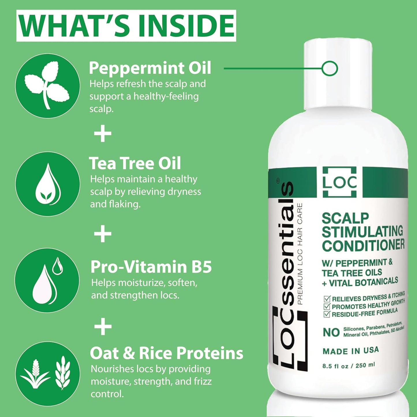 Shampoo & Conditioner Set for Locs, Braids & Dreadlocks - Peppermint & Tea Tree Oils, Nourishing Formula