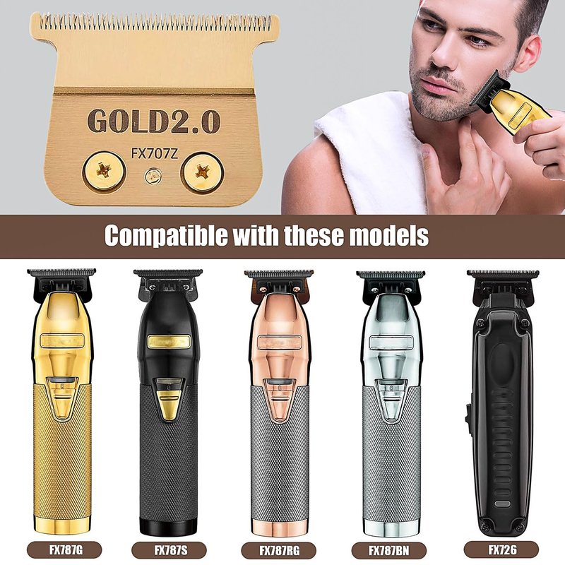 FX707Z DLC 2.0 Replacement Trimmer Blades - Zero-Gapped Compatible with BaByliss PRO Gold