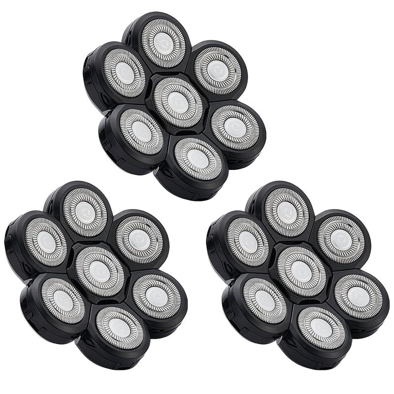 7 Head Shaver Replacement Heads - Electric Razor Blades for Men | Compatible with Multiple Brands (3 Pack)