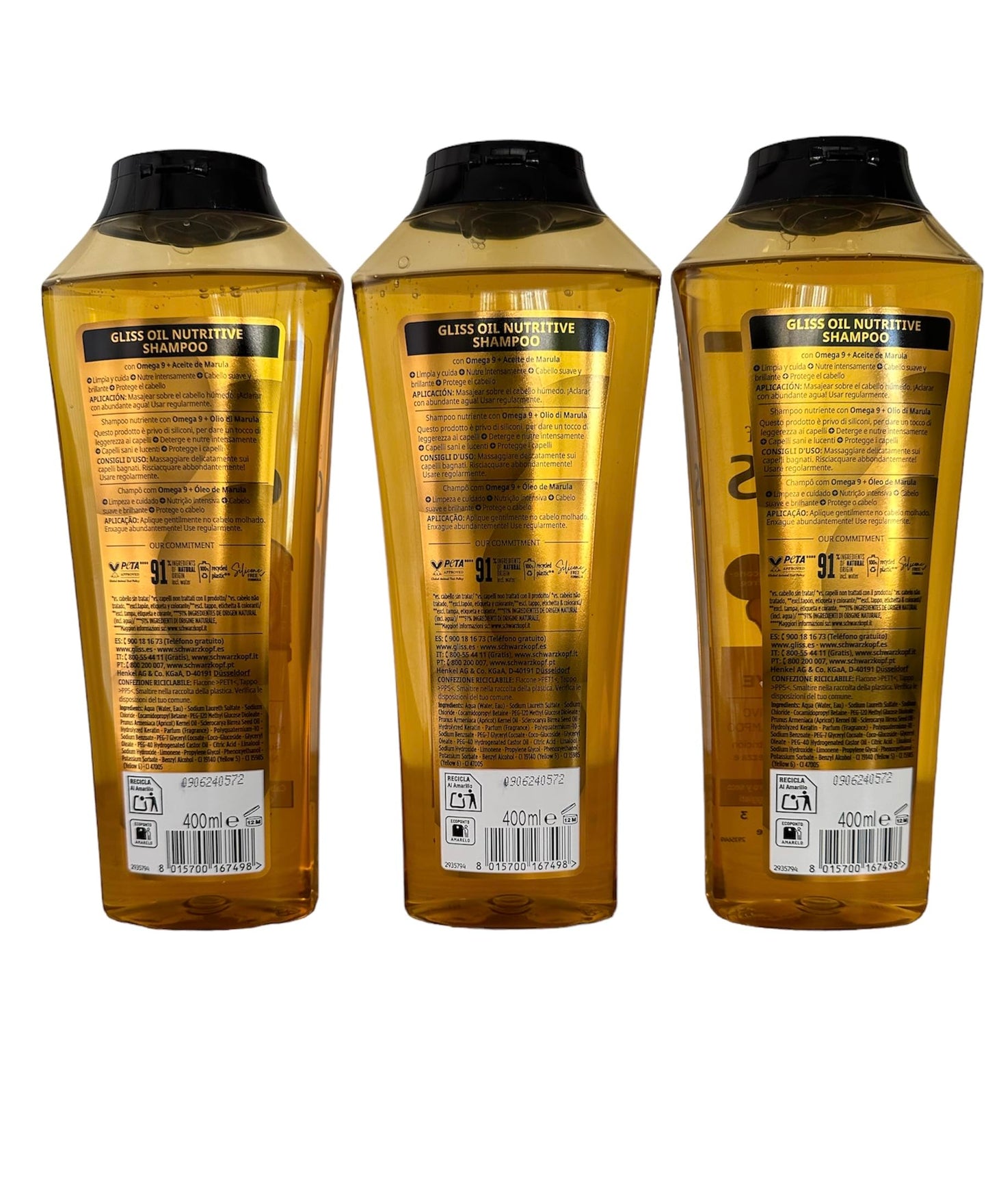 Gliss Shampoo Oil Nutritive 13.6 Ounce (400ml) (3 Pack)