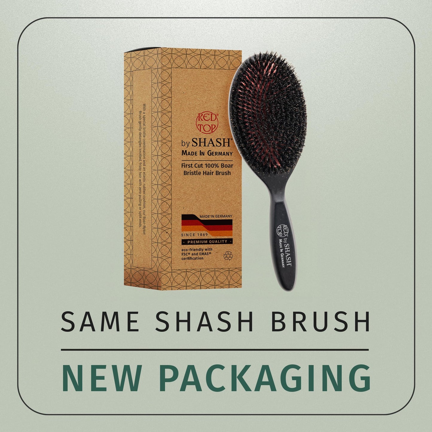SHASH 100% First Cut Boar Bristle Hair Brush, Suitable For FINE TO THIN HAIR TYPES ONLY - Naturally Conditions Hair, Improves Texture, Exfoliates, Stimulates, Made in Germany (Black, Large)