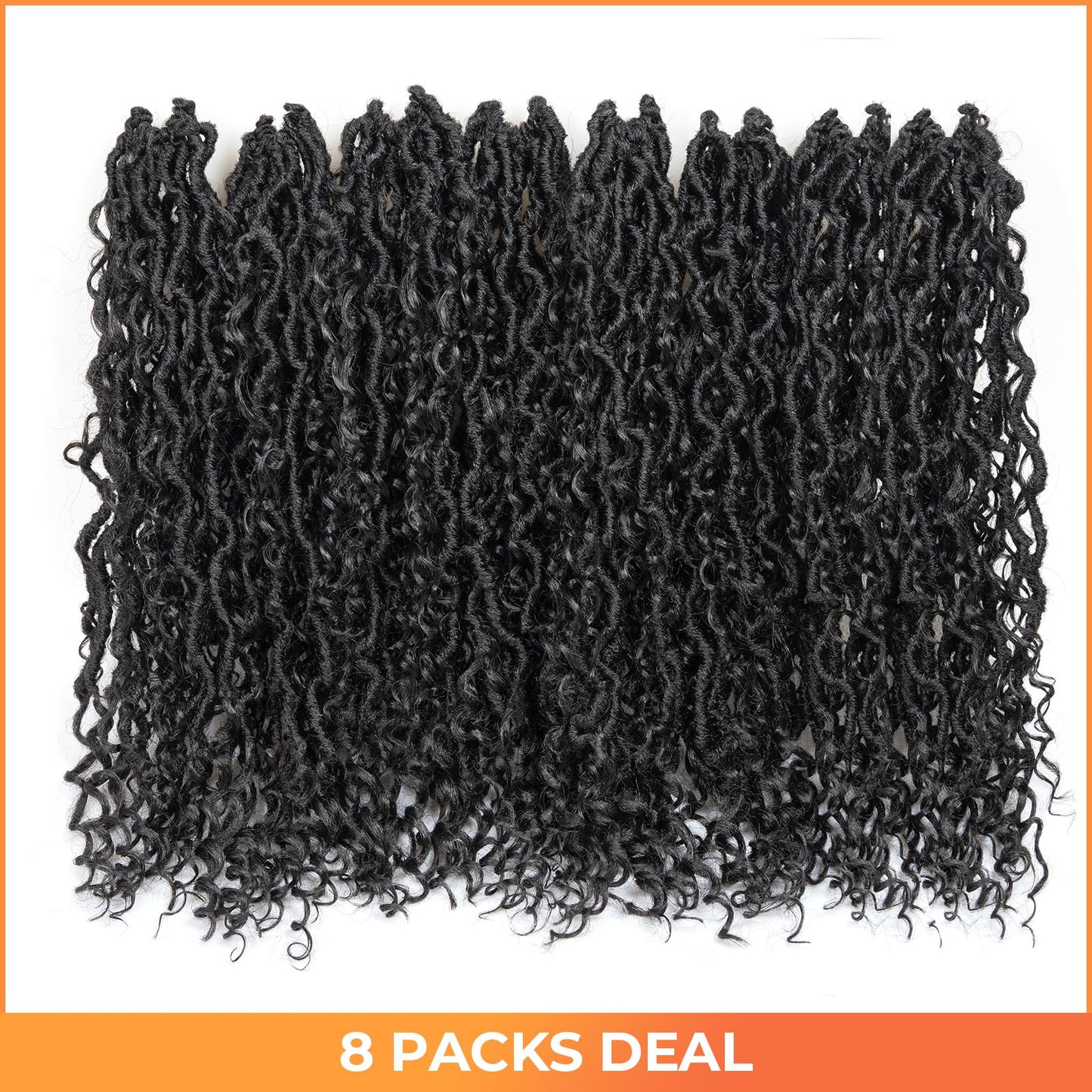 ToyoTress Boho Faux Locs Crochet Hair - 16 Inch Natural Black Bohemian Locs Crochet Hair With Curly Ends for Black Women, Shoulder Length Pre-looped Synthetic Braiding Hair Extensions（16 Inch, 1B-8P)