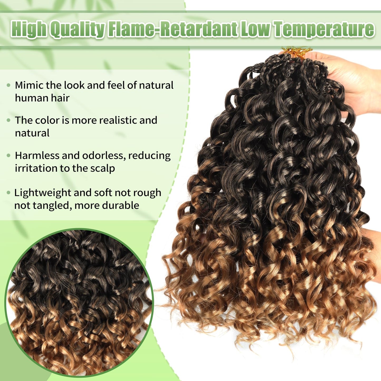 Pre Looped Gogo Curl Crochet Hair 8 Packs Pre Twisted Ocean Wave Goddess Box Braids Curly Water Wave Synthetic Braiding Hair For Black Women (#T27, 10 Inch (Pack of 8))