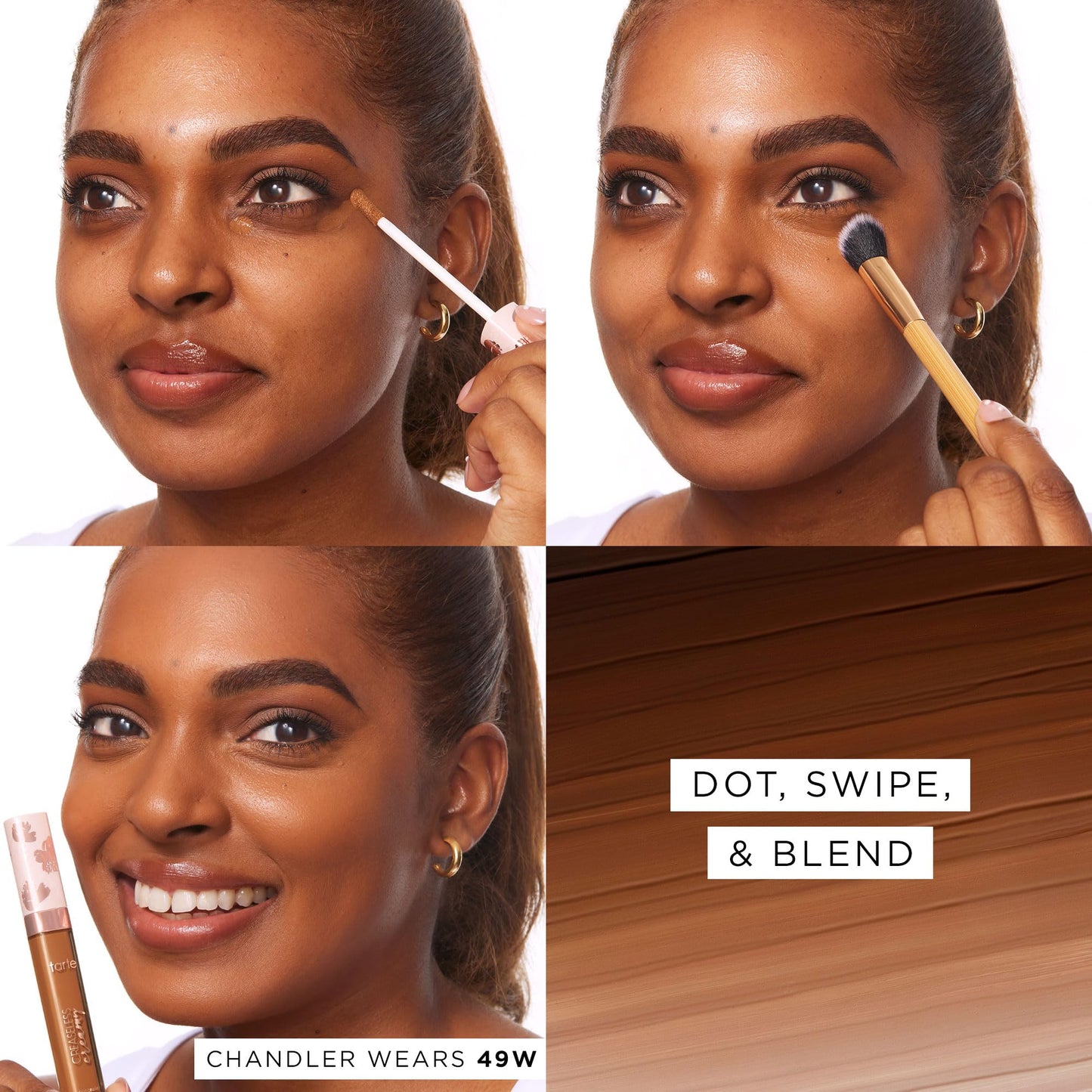 tarte creaseless creamy full-coverage concealer – Waterproof Hydrating Longwear, Niacinamide & Caffeine for covering Dark Circles & Blemishes, Vegan & Cruelty-Free, full size, 48G tan-deep golden