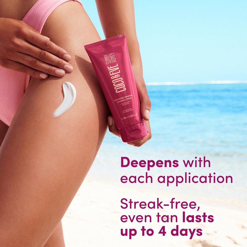 Coco & Eve Gradual Tanning Lotion - Streak-Free Hydrating Sunless Self Tanner, Fast-Drying Buildable Natural Glow, Infused with Moisturizing Hyaluronic Acid, Vegan, Cruelty Free | 6.76 Fl Oz