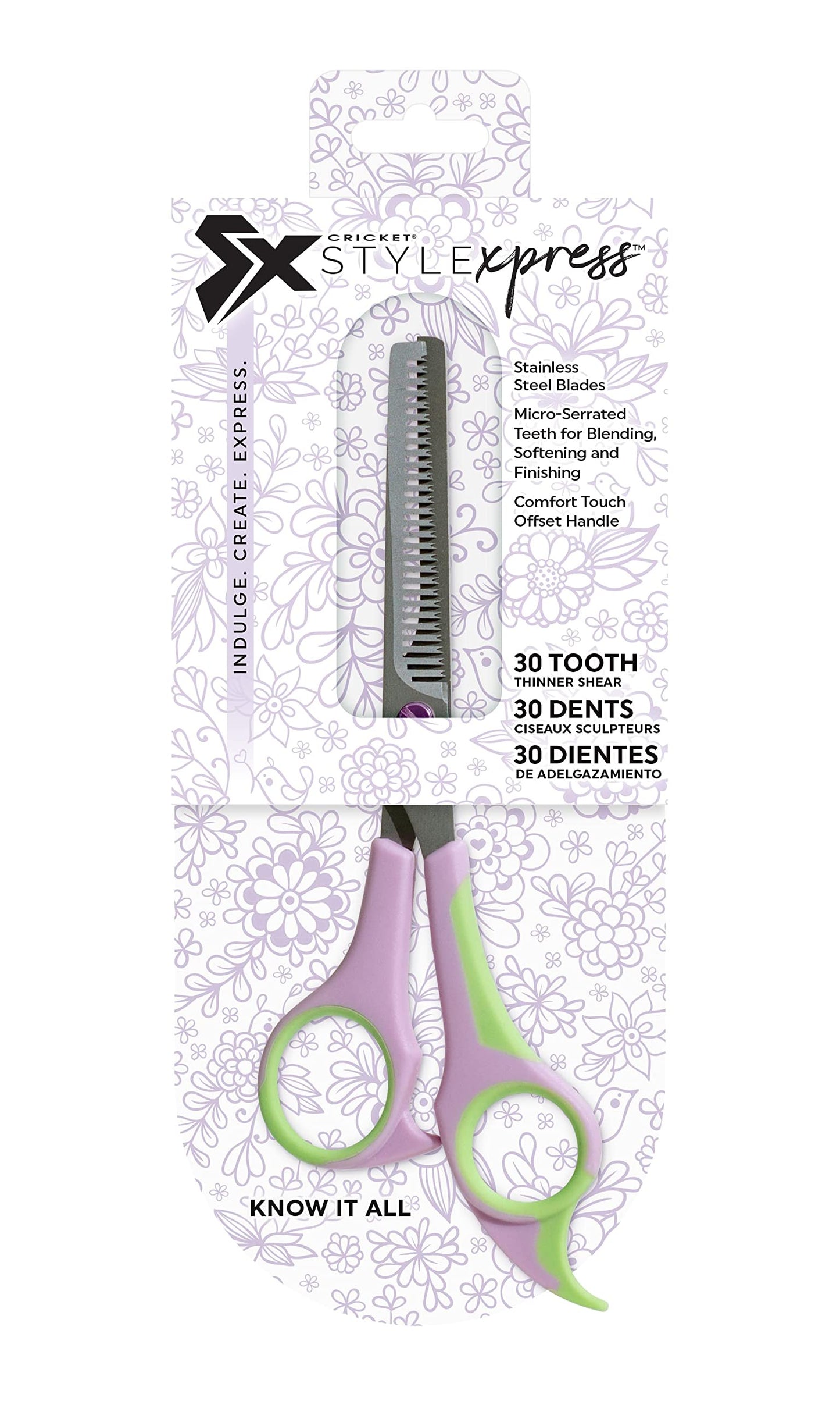 Cricket Style Xpress Know It All 30T Thinner Shears, Lavender