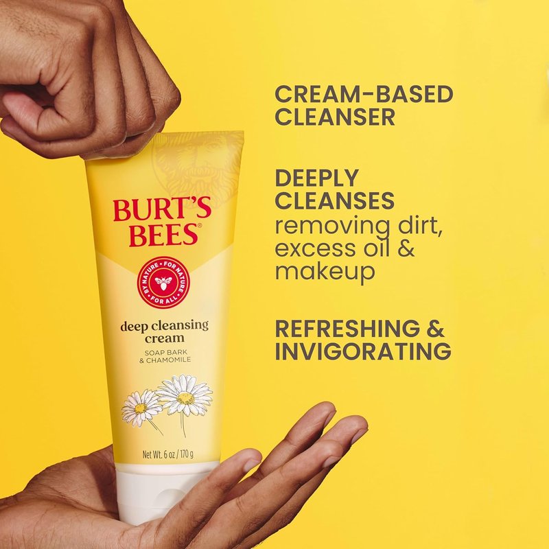 Burt's Bees Deep Cleansing Cream - Soap Bark & Chamomile, 6 Oz | Gentle Facial Cleanser