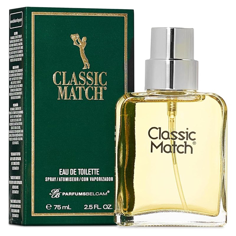 Classic Match Green Eau De Toilette Spray for Men - Fresh Chypre Cologne with Bergamot & Musk | 2.5 Fl Oz