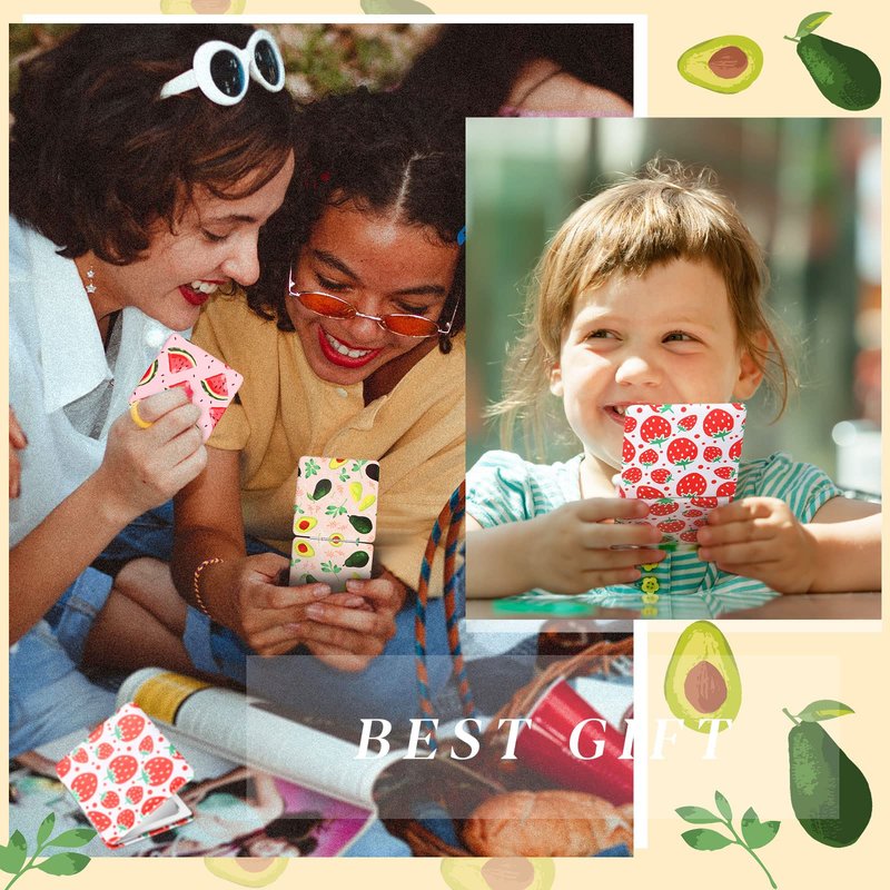 Vicenpal Compact Mirror Small Pocket Fruit Design Mini Magnifying Portable Makeup Compact PU Leather Double Sidepocket Mirror for Mother's Day Women Party Baby Shower Gifts(Square Style)