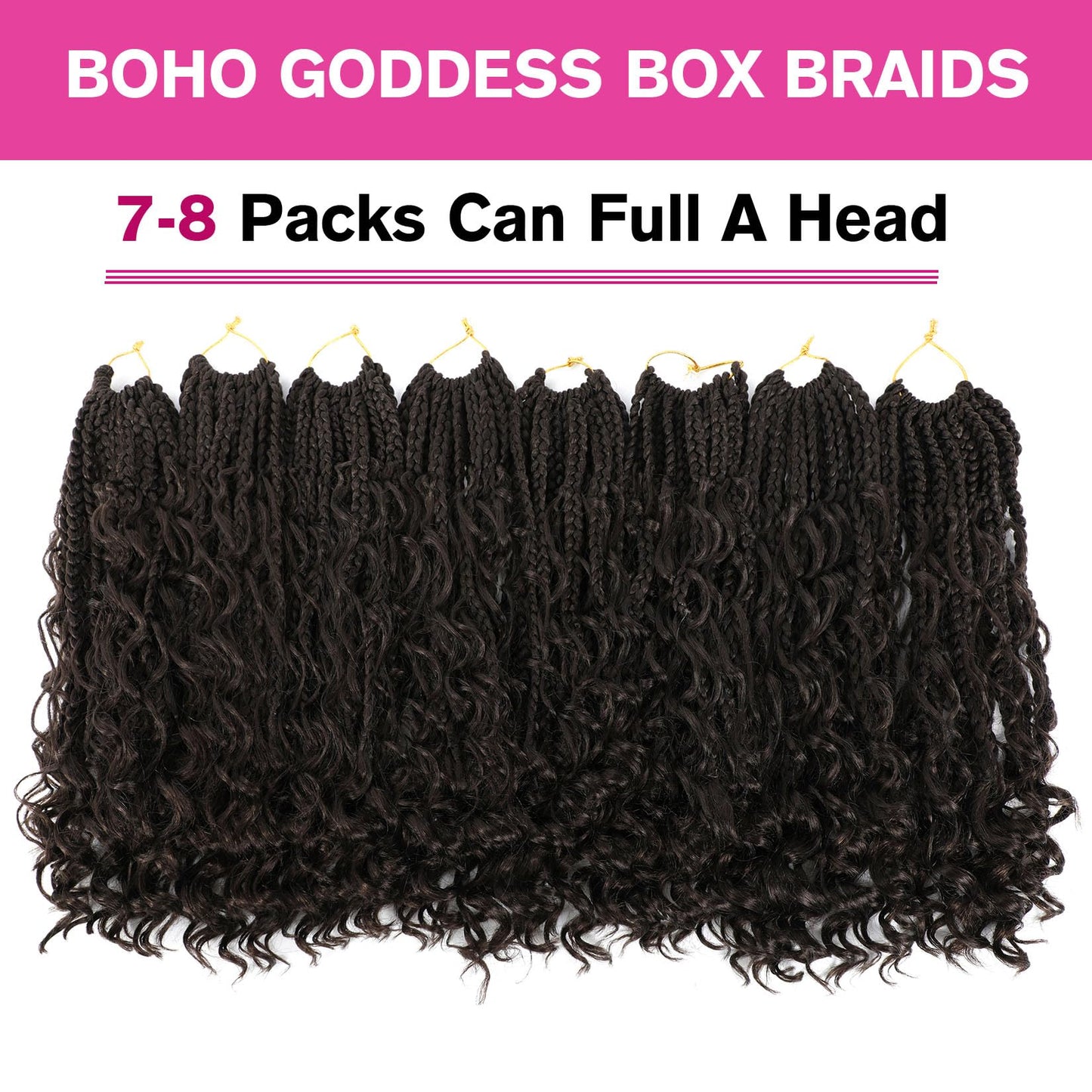 12inch Goddess Box Braids Crochet Hair Box Braids Crochet Hair For Black Women Pre Looped Crochet Hair with Curly Ends Bohemian Crochet Box Braids Crochet Hair(12inch(Pack of 7), T350)