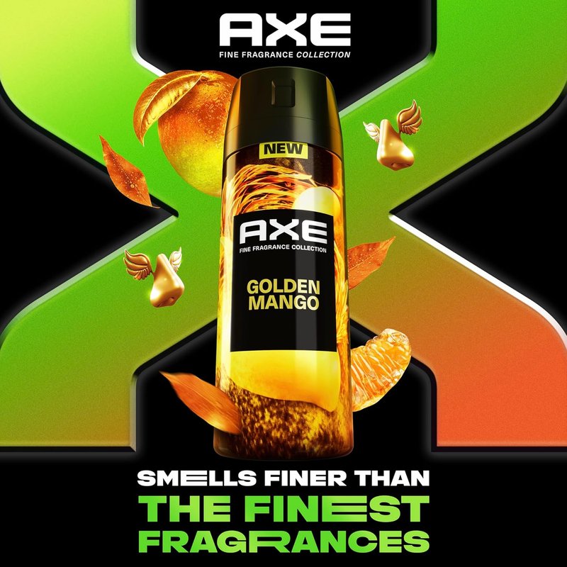 Axe Fine Fragrance Collection Deodorant Body Spray for Men - Golden Mango | 72H Odor Protection, 4 oz (3 Count)