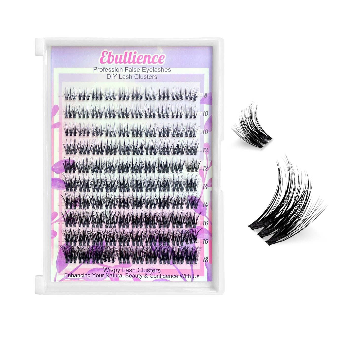 Lash Clusters D Curl Invisible Soft Ultra-Thin Band Clusters Lashes Eyelashes Individual Lashes DIY Lash Extensions at Home False Lashes Wide Band Wispy Eye Lash Clusters 0.06D 8-18 MIX 100pcs