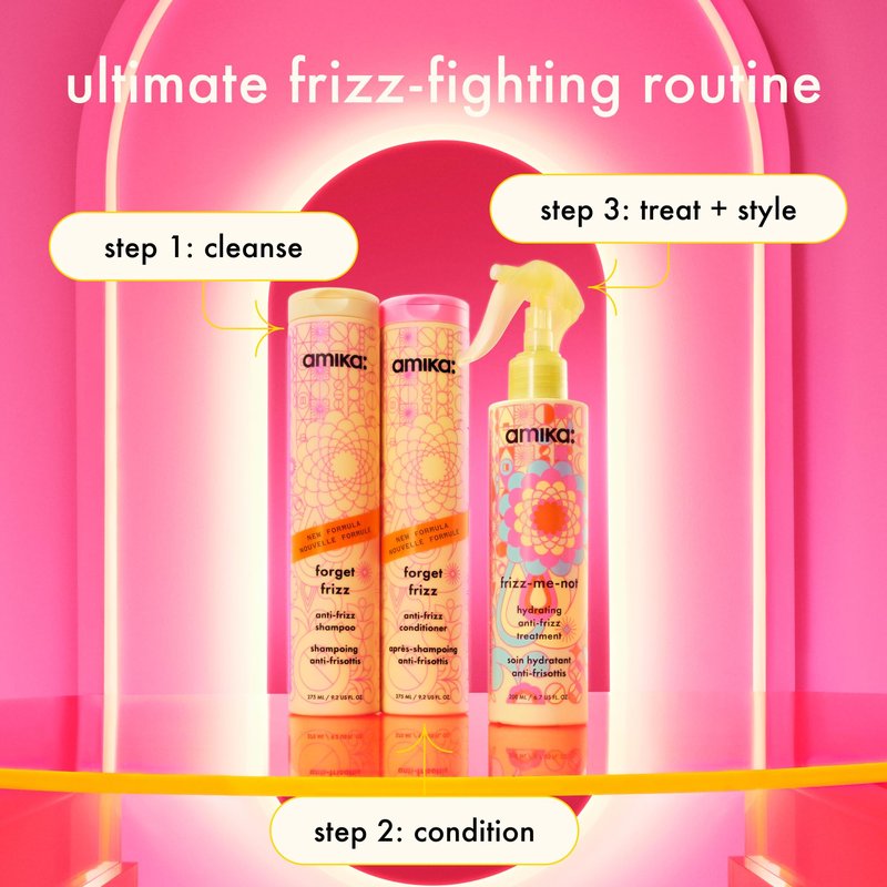 amika forget frizz anti-frizz shampoo, 1000ml | smoothing, humidity protection, up to 72 hour frizz control + lightweight hydration, for medium to thick coarse hair types 2a-4c