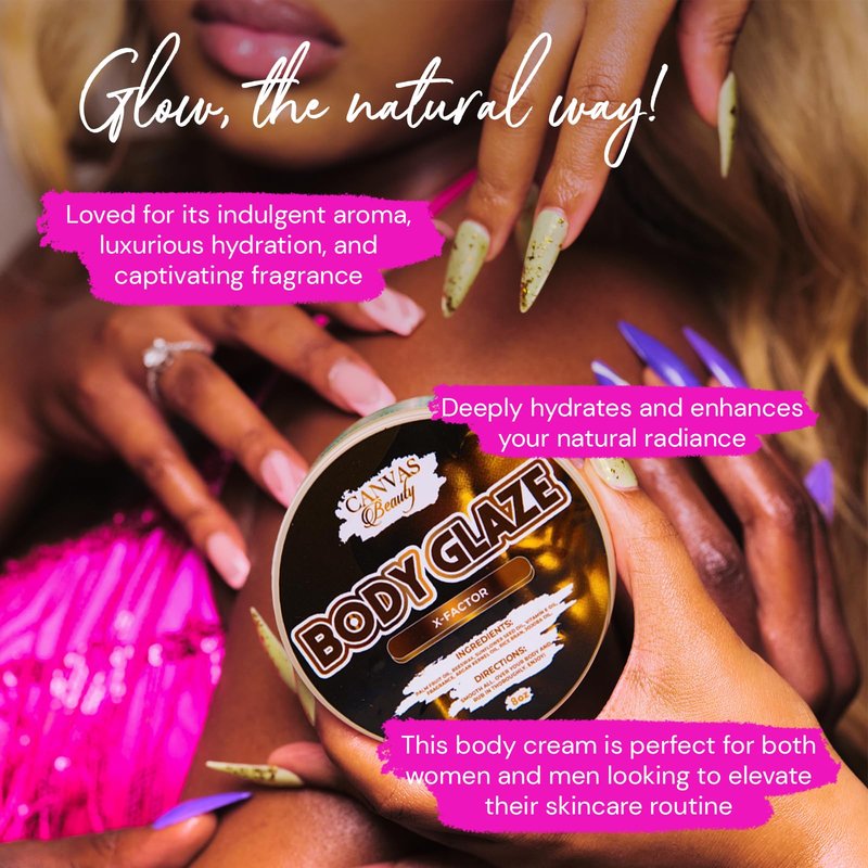 Canvas Beauty Body Glaze, Moisturizing Non-Greasy Body Butter for Women With Beeswax, Jojoba Oil, and Rice Bran for Soft and Glowy Skin (VANILLIONAIRE)