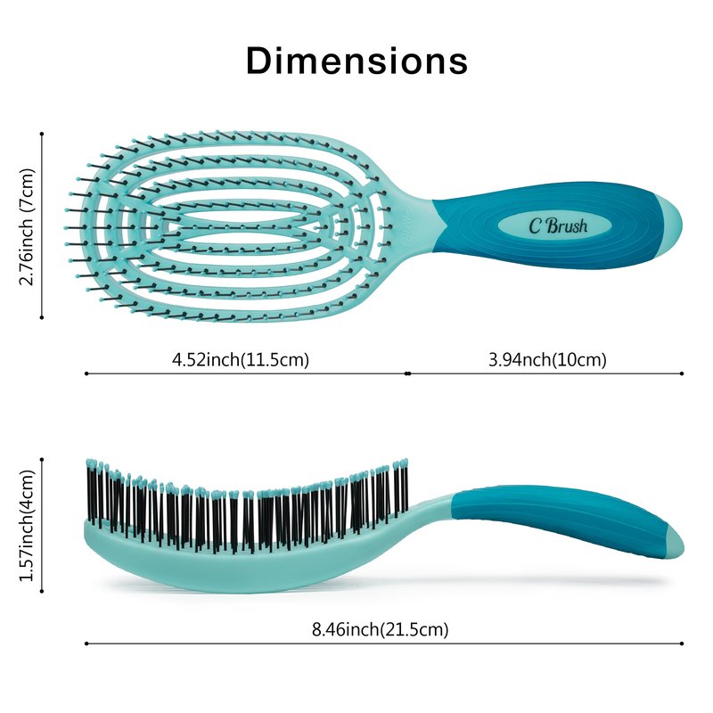 NuWay C Brush Scalp Care Detangling Hair Brush – Gentle Scalp Massage & Easy Detangling for Wet or Dry Hair, Everyday Hairbrush for Healthy Looking Hair (Turquoise)
