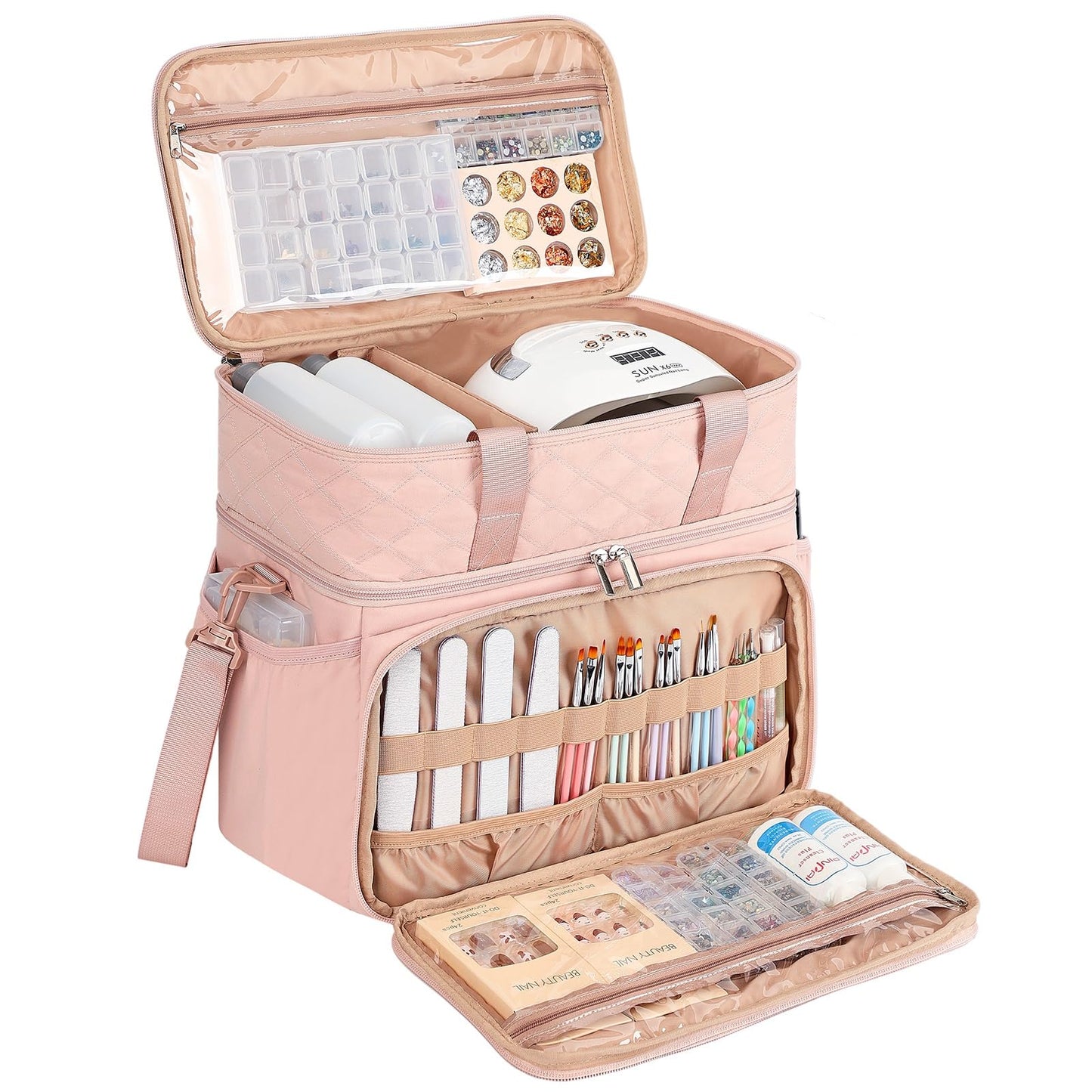 HOMEST Double Layer Nail Polish Storage Organizer for 80 Bottles and a Lamp