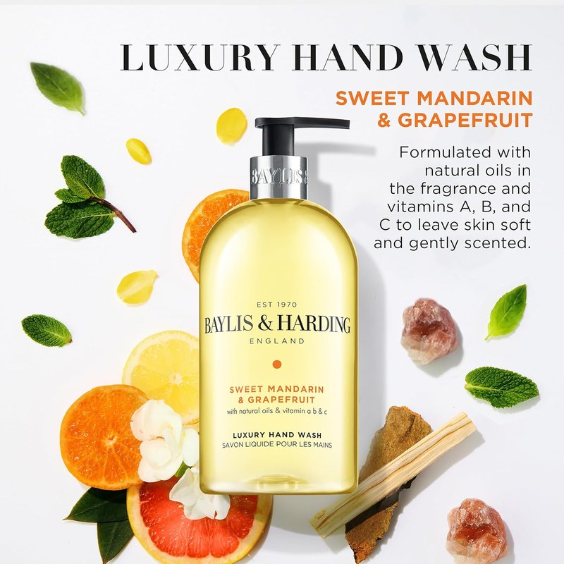 Baylis & Harding Liquid Hand Soap - Sweet Mandarin & Grapefruit | 16.9oz/500ml (3-Pack)