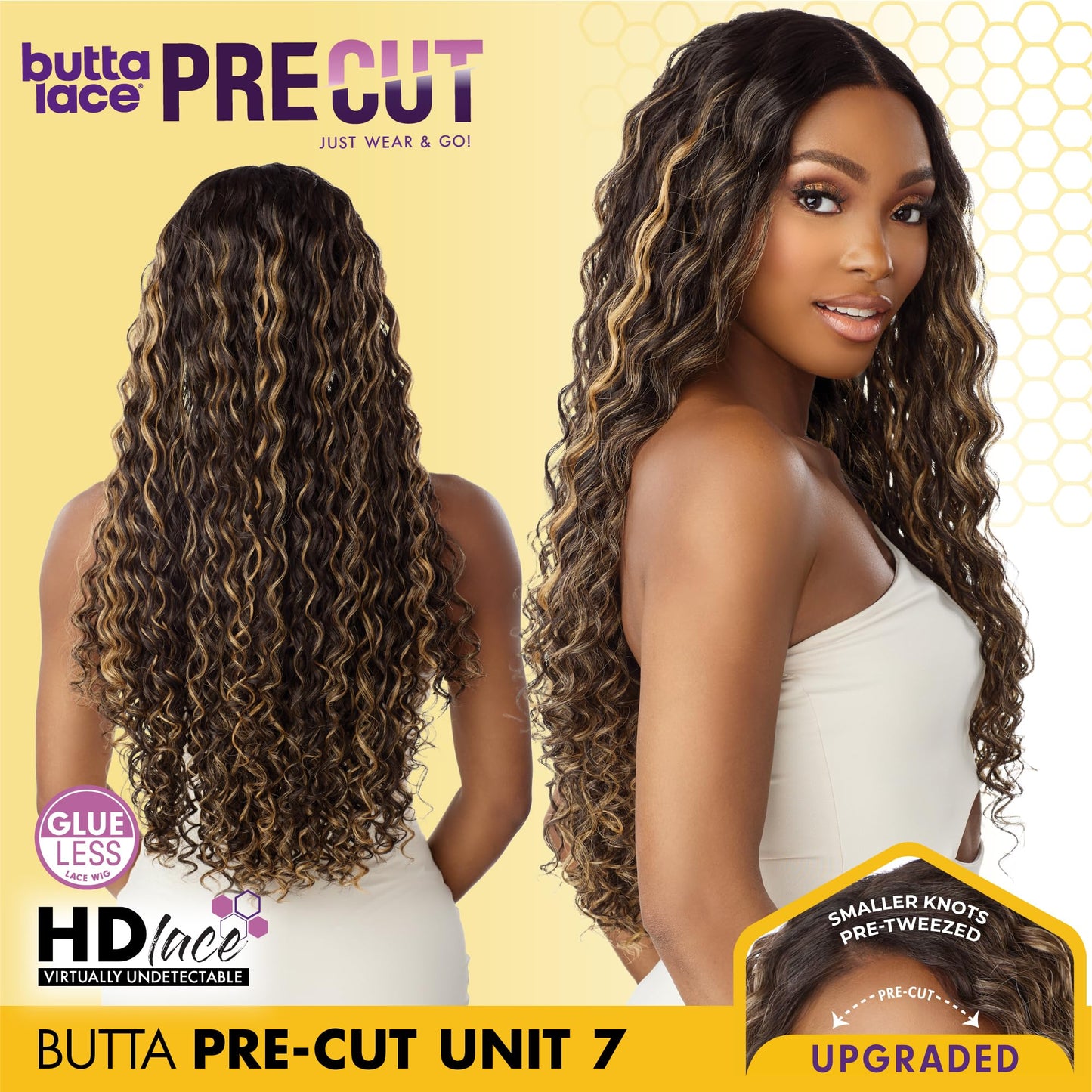 Sensationnel Butta Lace Precut Wigs - Unit 7 Glueless Extra Wide 5 Inch Deep Parting Synthetic Pre Tweezed Smaller Knot Hairline (TH2/27)