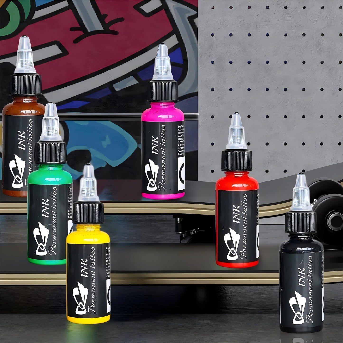 Tattoo Kit 14Pcs Tattoo Ink 14 Colors Set 1 oz 30ml/Bottle Tattoo Inks Pigment Kit for 3D Makeup Beauty Skin Body Art