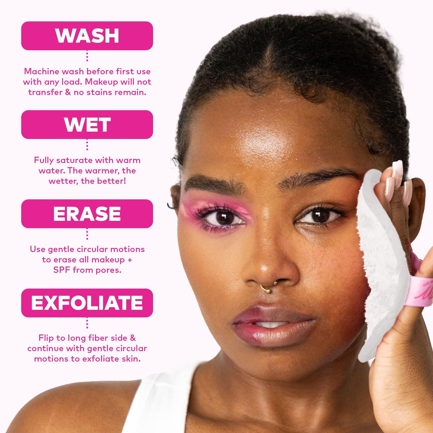 The Original MakeUp Eraser 7-Day Set, Erase All Makeup with Just Water, Including Waterproof Mascara, Eyeliner, Foundation, Lipstick, Sunscreen, and More! Fab-Bow-Lous, 7ct.