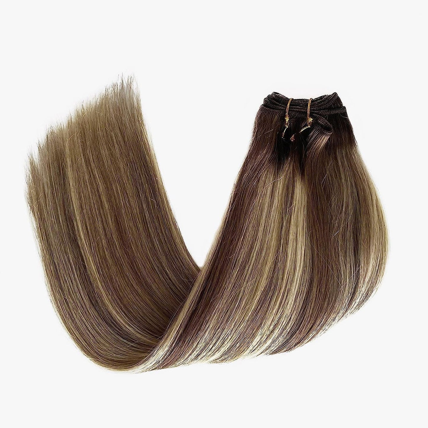 14 Inch Human Hair Extensions - Balayage Brown to Ash Blonde | Real Human Hair, 80g