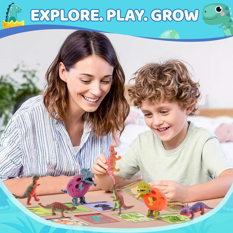 Dinosaur Bath Bombs for Kids - 16 Pack Organic Surprise Toys Gift Set | Fun Bubble Bath for Ages 3-9