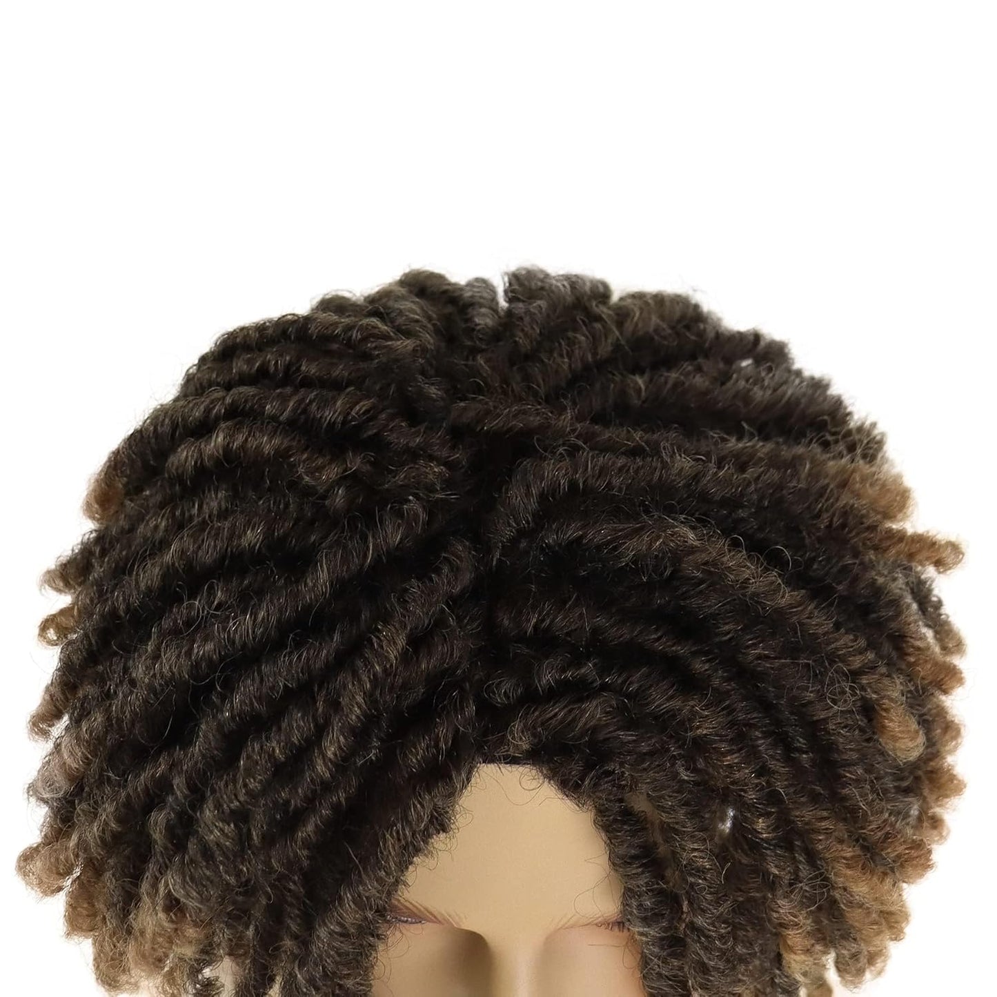 **14 Inch Short Dreadlocks Wig for Men - Ombre Light Brown Afro Bob | Natural Synthetic Hair, Breathable Cap**