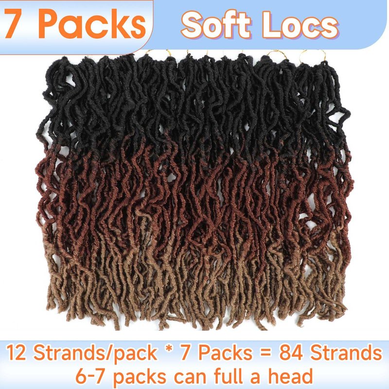 Soft Locs 26 Inch 7 Packs Ombre Crochet Hair Pre Looped Faux Locs Crochet Hair For Black Women Butterfly Locs Hair Nu Goddess Braids Crochet Hair(1B/30/27, 26 Inch, 7 Packs)