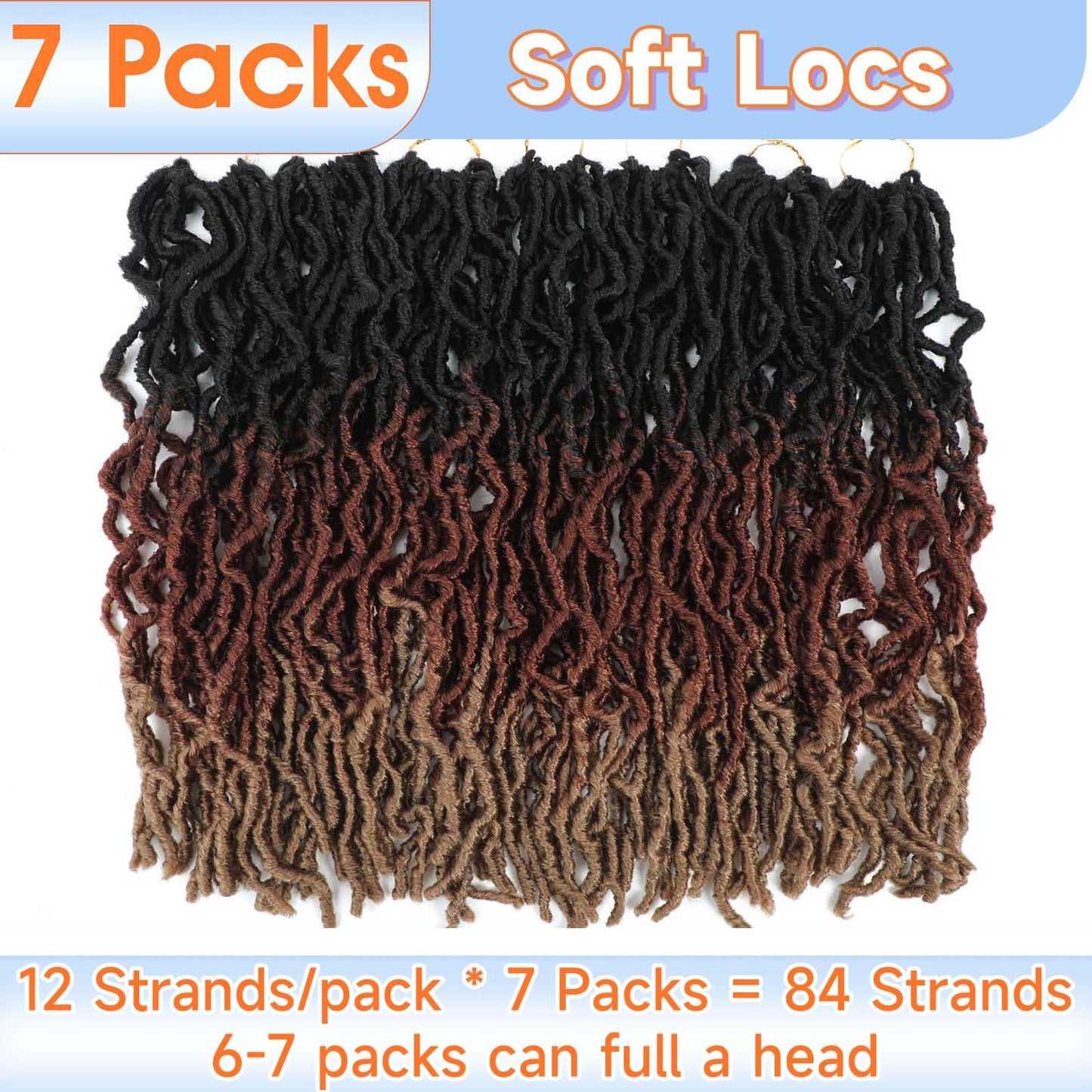 Soft Locs 26 Inch 7 Packs Ombre Crochet Hair Pre Looped Faux Locs Crochet Hair For Black Women Butterfly Locs Hair Nu Goddess Braids Crochet Hair(1B/30/27, 26 Inch, 7 Packs)