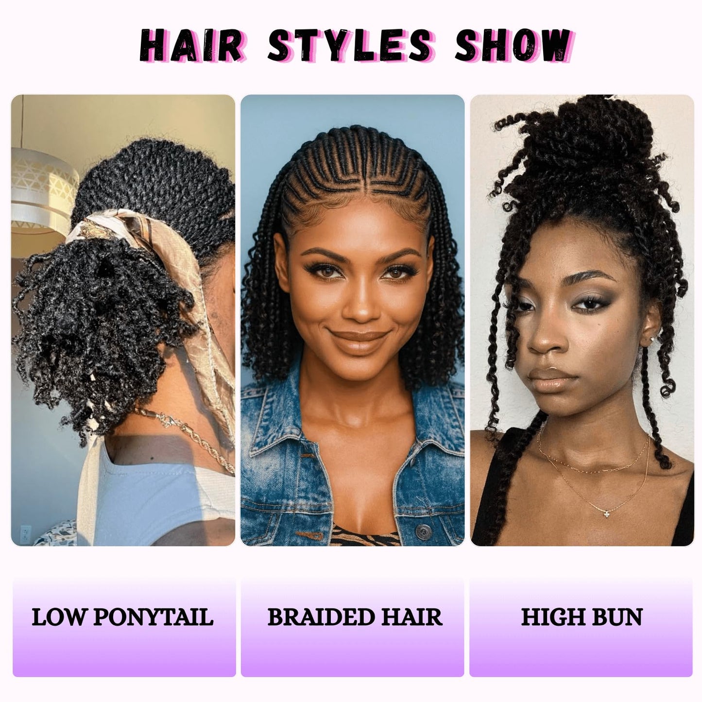 12inch Afro Kinky Bulk Hair for Micro Twist Braiding Hair, Synthetic Mini Spring Twist Curl 4 Packs 200 Gram, Natural Black 4C Afro Curly Hair Dreadlocks Extensions Repair Locs for Women(12", #1B)