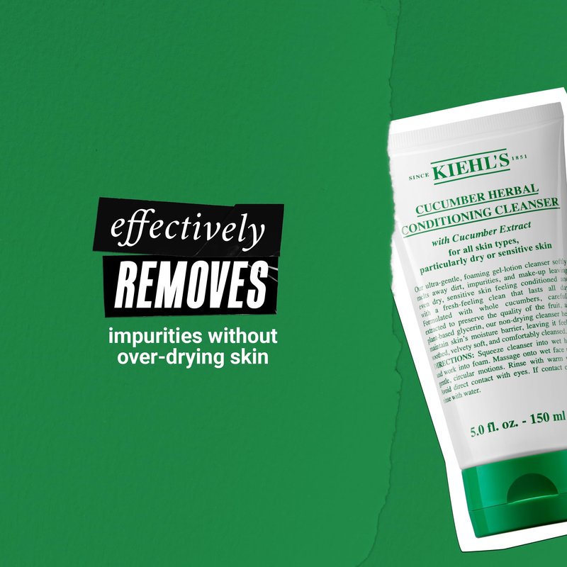 Kiehl's Cucumber Herbal Conditioning Cleanser, Gentle Face Wash for Dry & Sensitive Skin, Leaves Skin Feeling Fresh, with Cucumber Extract & Glycerin, Non-drying Formula, All Skin Types - 5 fl oz