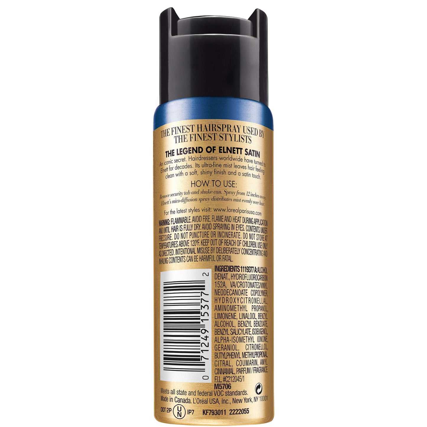 L'Oreal Paris Elnett Satin Extra Strong Hold Hairspray - Color Treated Hair 11 Ounce (1 Count) (Packaging May Vary)