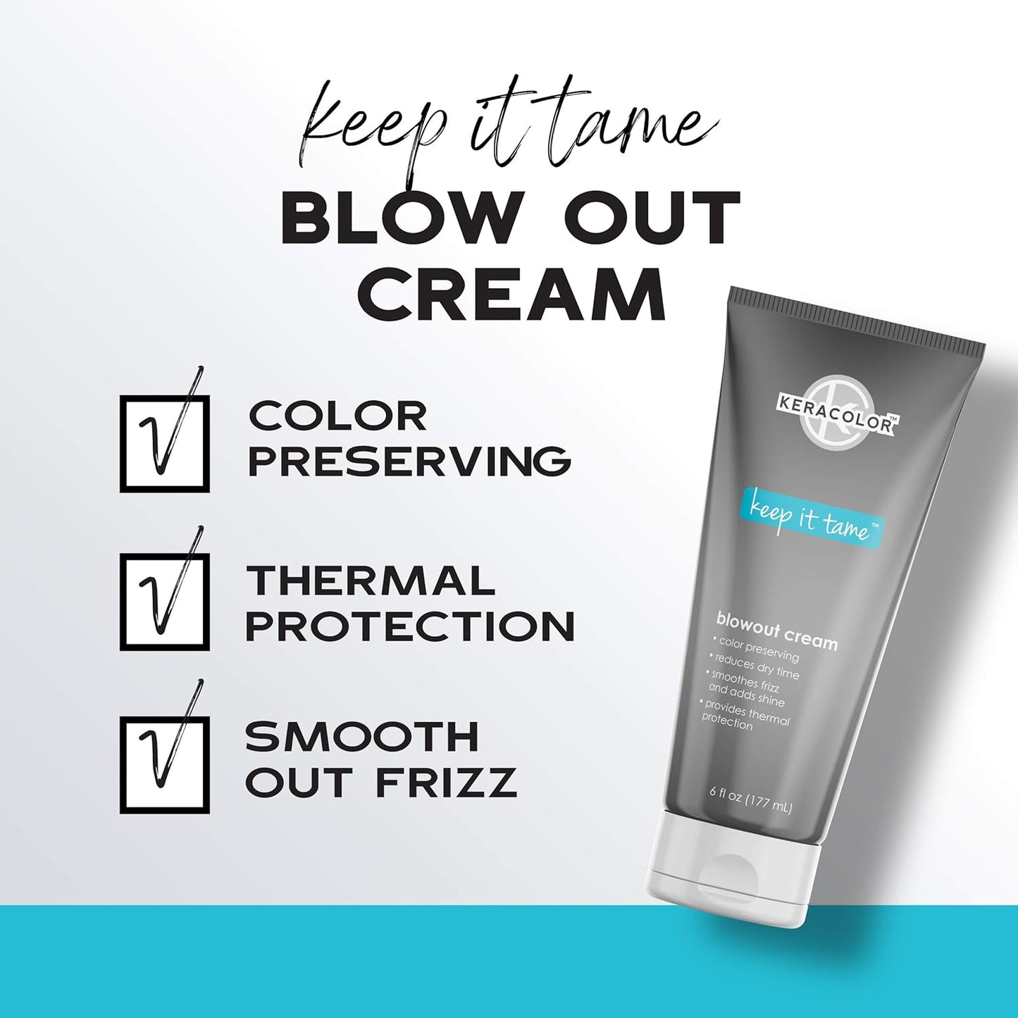 Keracolor Blowout Smoothing Cream - Color Preserving Heat Protectant Styling Treatment | 6 Fl Oz