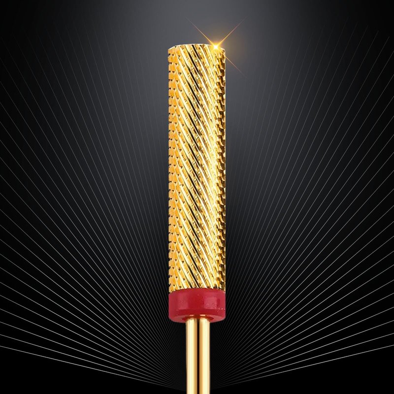 Nail Drill Bit, CORFULRA Super Long Barrel Nail Bit Carbide Tungsten Drill Bit for Nails, Upgrade Professional Advanced bit for Removing Acrylic Nails. Nail Tech Mush Haves (Gold, F)