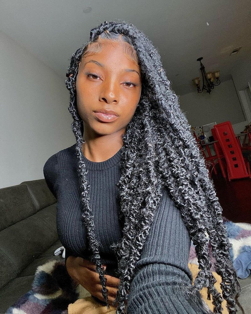 Beverlee 20 Inch Butterfly Locs Crochet Hair - 6 Packs Soft Messy Distressed Faux Locs in Black #1B